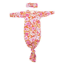Load image into Gallery viewer, Three little tots- wild floral knotted gown with bow