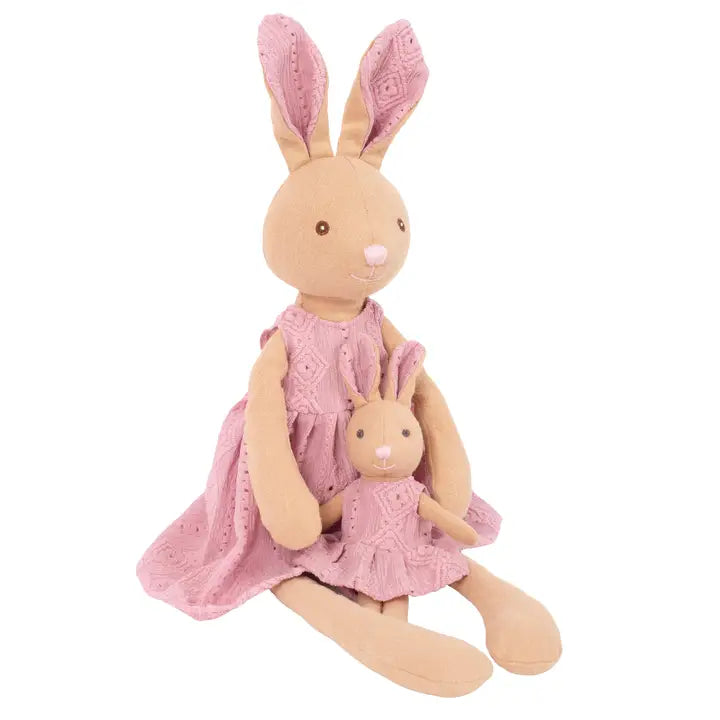 Mom and Baby Rabbit Linen Dolls