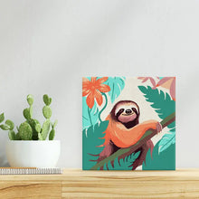 Load image into Gallery viewer, Mini Paint by numbers framed - Tropical Sloth
