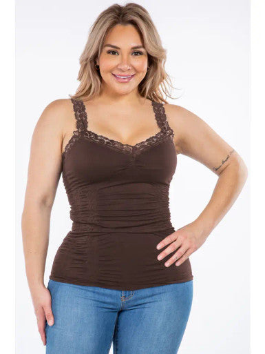 Seamless Laced Cami Corset (Plus Size Assorted ) - Fig