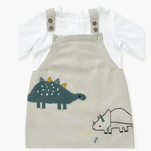 Load image into Gallery viewer, Dino Jacquard Sweater Knit Baby Overall Set (Organic Cotton)

