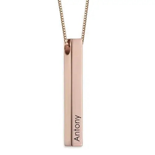 Custom Name Bar Pendant Necklace in 925 Sterling Silver