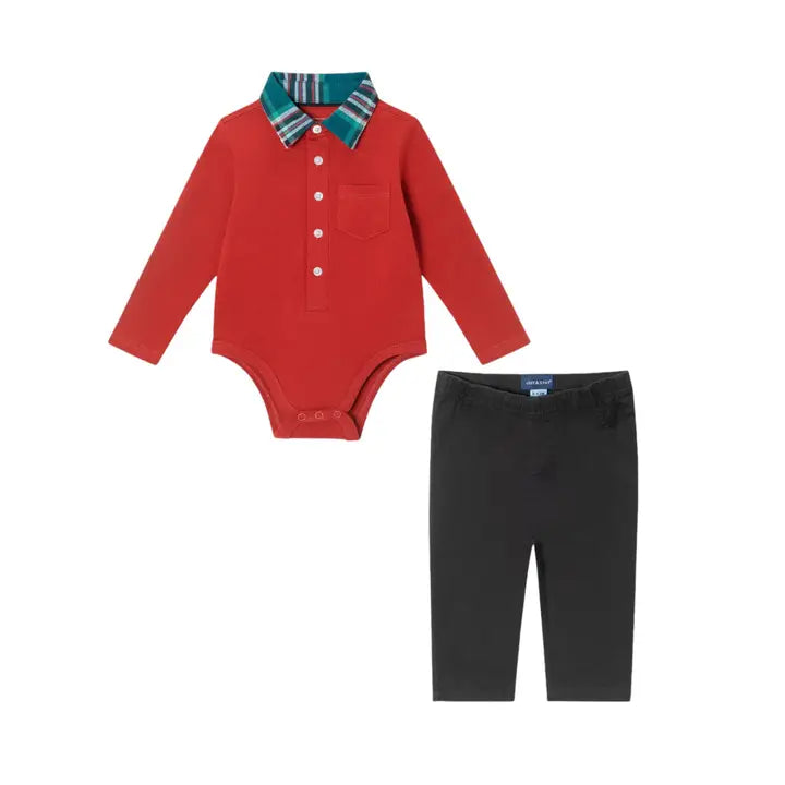 Infant 2-Piece Polo Shirtzie® Set | Red Holiday Christmas