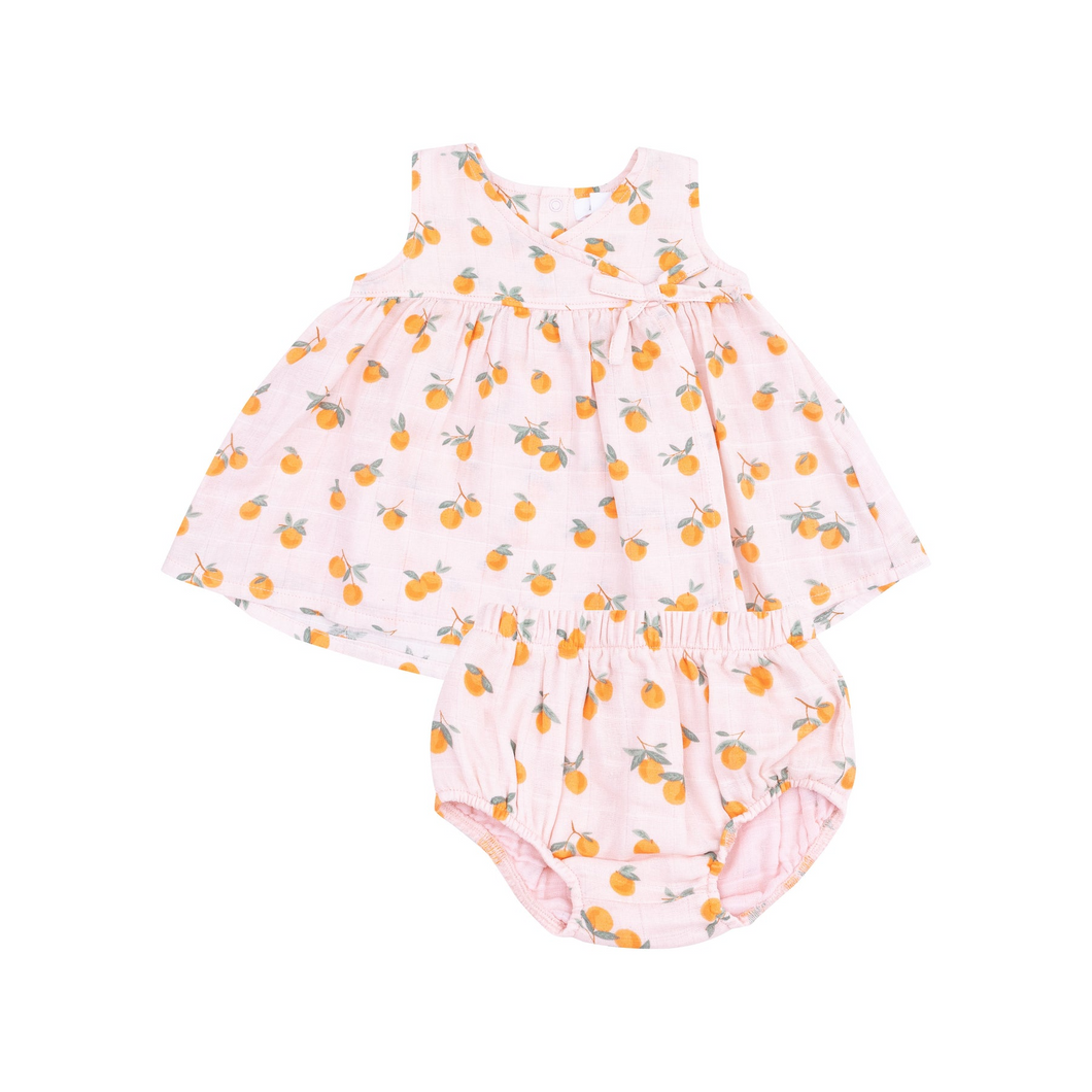 ANGEL DEAR Kimono Dress & Bloomer - Sweet Clementines