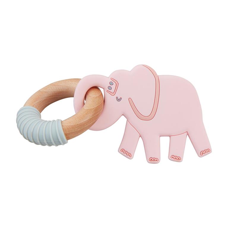 MudPie Pink Elephant Ring Teether