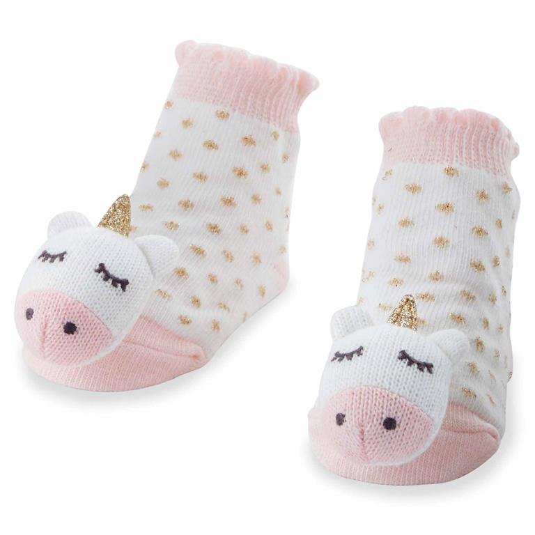 MudPie Unicorn Rattle Toe Socks