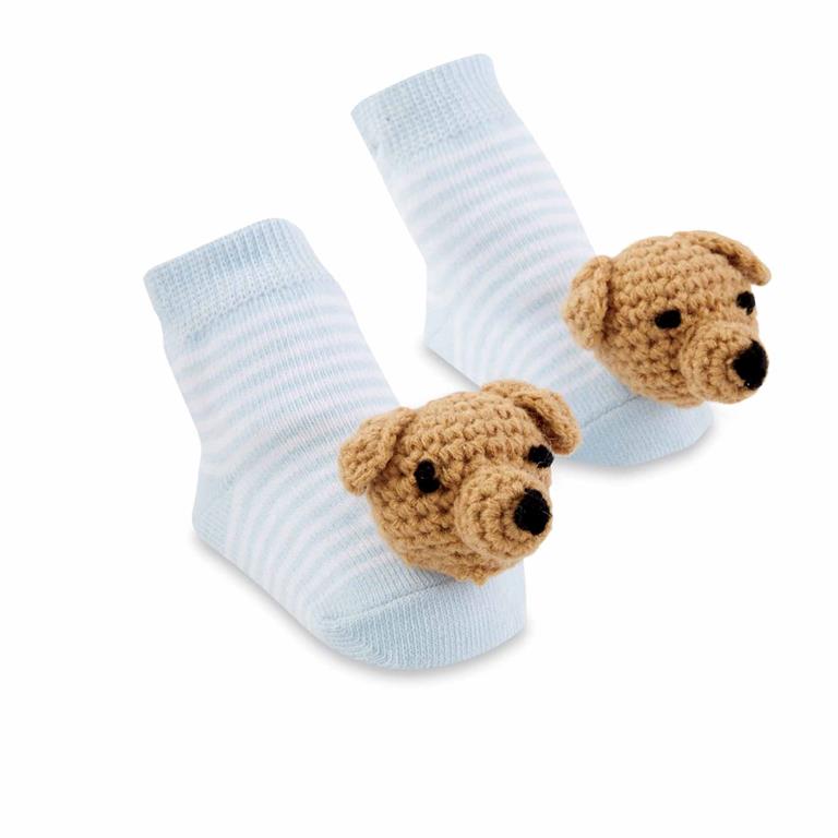 MudPie Blue Dog Rattle Toe Socks