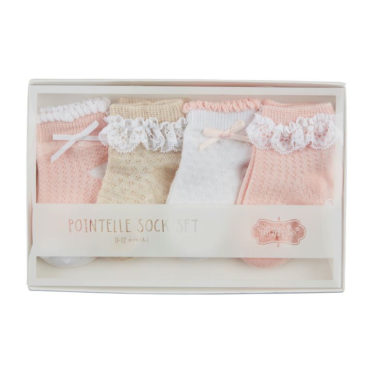 MudPie Pink Pointelle Baby Sock Set