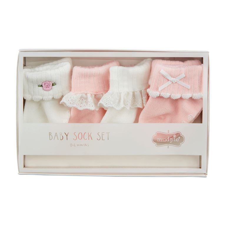 MudPie Pink Baby Sock Set