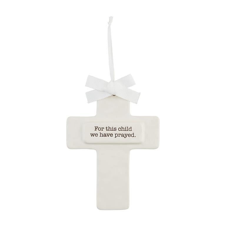 MudPie White Ceramic Keepsake Cross