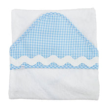 Load image into Gallery viewer, MudPie Blue Ric-Rac Hooded Towel
