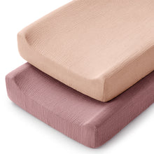 Load image into Gallery viewer, Muslin Fitted Changing Pad Cover, 2 Pack in Mauve and Blush

