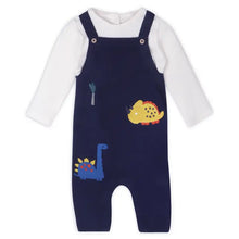 Load image into Gallery viewer, Dinosaur Jacquard Knit Baby Overall &amp; Bodysuit Set (Organic)

