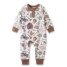 Load image into Gallery viewer, Farmer's Market Baby Henley Romper - Bamboo One Piece
