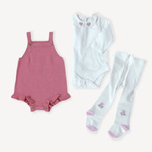 Load image into Gallery viewer, Rose Heather Knit Baby Romper+Bodysuit+Tights (3 Piece Set)
