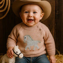 Load image into Gallery viewer, Equestrian Western Horse Knit Baby Sweater
