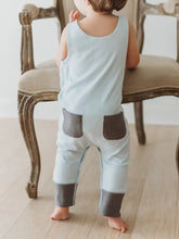 Load image into Gallery viewer, Organic Appliqué Harem Romper in Airplane
