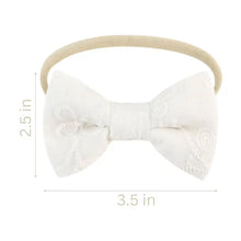 Load image into Gallery viewer, Cotton Baby Bib Double-Sided (Embroidered Flowers &amp; Bow)
