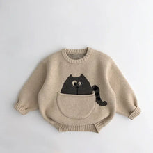 Load image into Gallery viewer, Annie &amp; Charles® animal knitted sweater (Beige cat)
