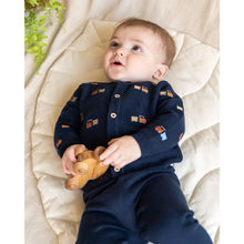 Load image into Gallery viewer, Train Embroidered Button Cardigan Baby Sweater (Organic)
