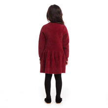 Load image into Gallery viewer, Kids Eyelash Sweater Dress | Red Bow Christmas Holiday
