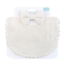 Load image into Gallery viewer, Cotton Baby Bib Double-Sided (Embroidered Flowers &amp; Bow)
