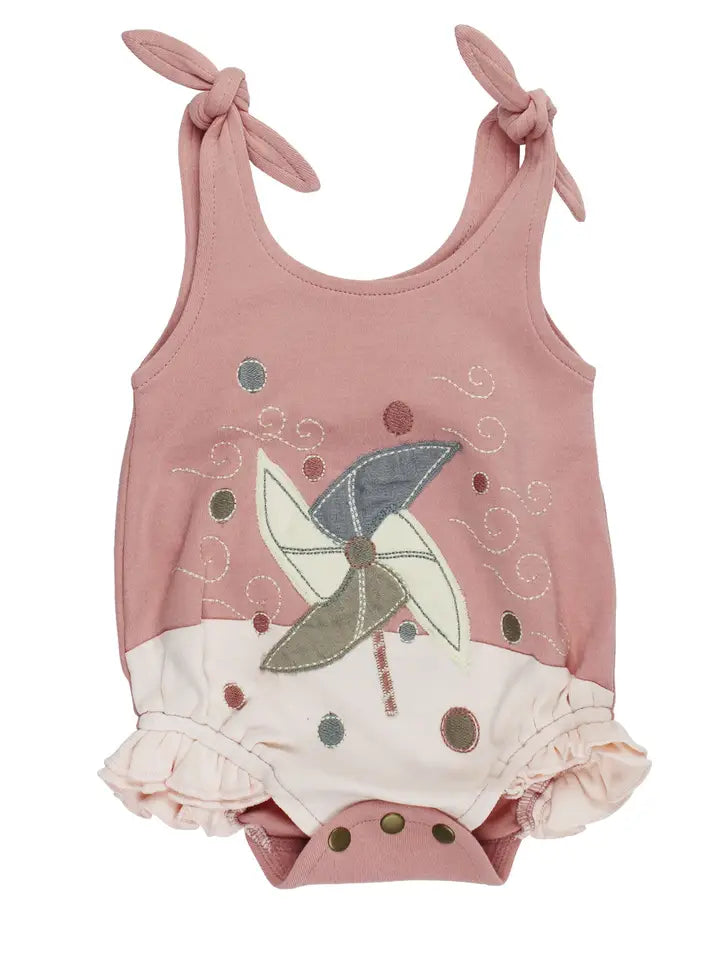 Organic Appliqué Bodysuit in Pinwheel