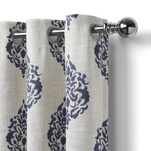 Load image into Gallery viewer, Navara Medallion Room Darkening Window Curtain (Navy)
