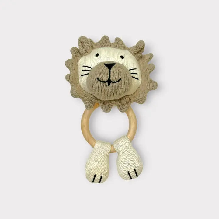 Lion - Baby Teething Ring Rattle Toy (Organic)