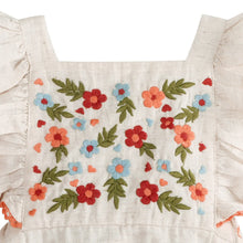 Load image into Gallery viewer, Anya Embroidered Baby Romper + Headband (Linen Blend)
