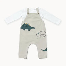 Load image into Gallery viewer, Dino Jacquard Sweater Knit Baby Overall Set (Organic Cotton)
