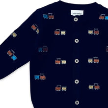 Load image into Gallery viewer, Train Embroidered Button Cardigan Baby Sweater (Organic)
