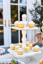 Load image into Gallery viewer, MudPie White Beaded Tiered Server
