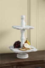 Load image into Gallery viewer, MudPie White Beaded Tiered Server
