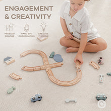 Load image into Gallery viewer, 30-Piece Wooden Train Set for Toddlers Ages 1+
