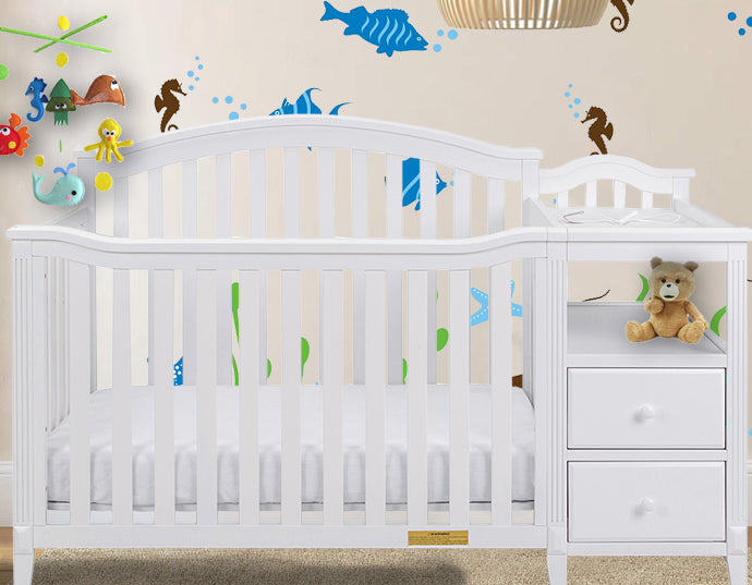 Kali 4-in-1 Convertible Crib and Changer (White)