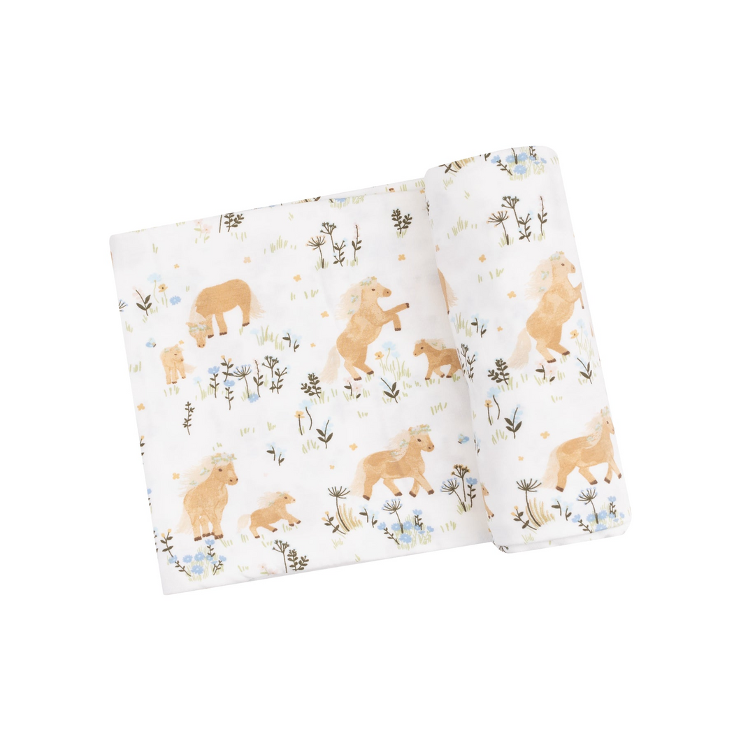ANGEL DEAR - Pretty Ponies swaddle balnket