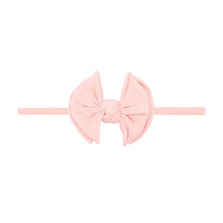 Baby Bling® Baby FAB® Skinny soft nylon bow headband (Rose Quartz)