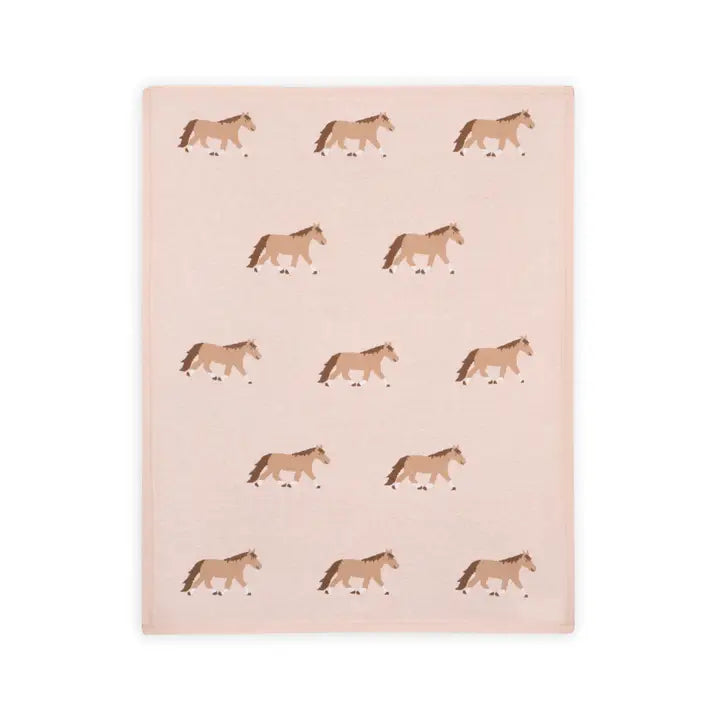 Pony Snuggles - Organic Cotton Jacquard Knit Baby Blanket