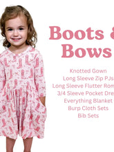 Load image into Gallery viewer, Cowgirl Boots &amp; Bows - Convertible Zip PJs w/ Ruffles
