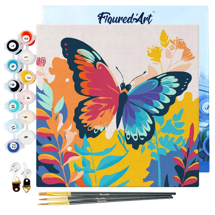 Mini Paint by numbers framed - Tropical Butterfly