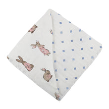 Load image into Gallery viewer, Powder Pink Bunnies &amp; Periwinkle Diamond Polka Dot Blanket
