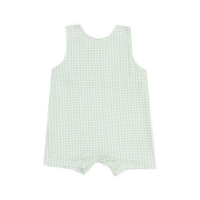Load image into Gallery viewer, Sleeveless Shortie Romper with Baby Chick Applique - Mini Gingham Green
