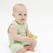 Load image into Gallery viewer, Sleeveless Shortie Romper with Baby Chick Applique - Mini Gingham Green
