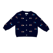 Load image into Gallery viewer, Train Embroidered Button Cardigan Baby Sweater (Organic)
