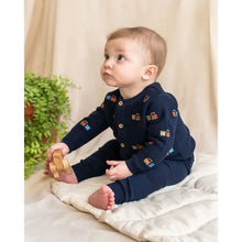 Load image into Gallery viewer, Train Embroidered Button Cardigan Baby Sweater (Organic)

