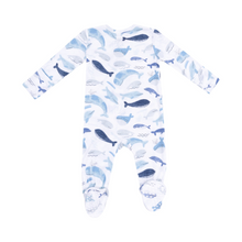 Load image into Gallery viewer, ANGEL DEAR - Blue whales 2 way zipper footie
