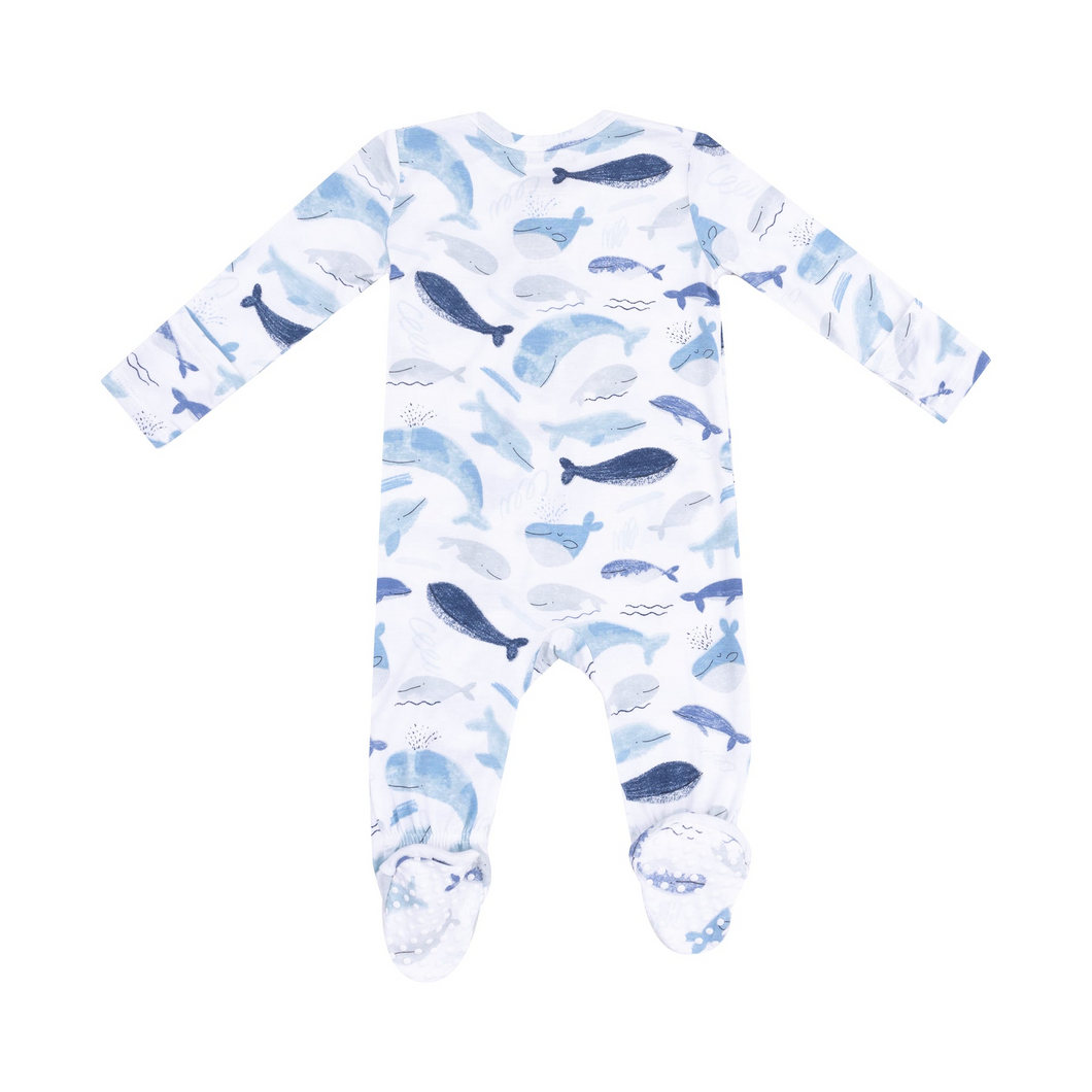 ANGEL DEAR - Blue whales 2 way zipper footie