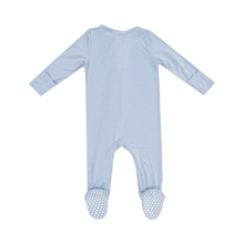 Load image into Gallery viewer, Solid Blue Fog 2 Way Zipper Footie
