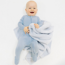 Load image into Gallery viewer, Solid Blue Fog 2 Way Zipper Footie
